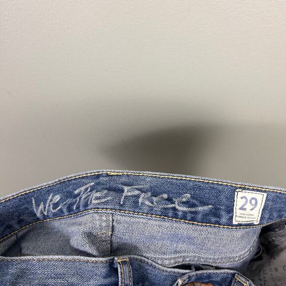We the Free People Sofia Cutoff Jean Shorts High Rise Distressed Denim size 29 - Picture 5 of 7
